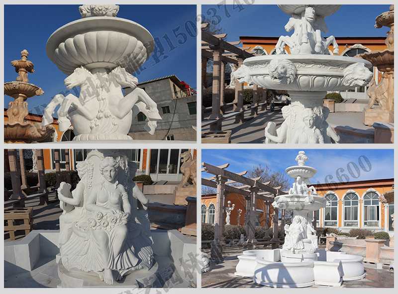 大理石噴泉，歐式人物動物噴泉，室外景觀噴泉定制