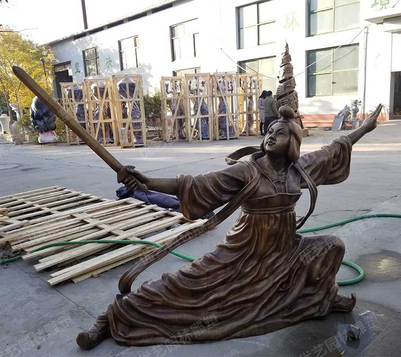 銅人物雕塑，公孫大娘銅雕塑