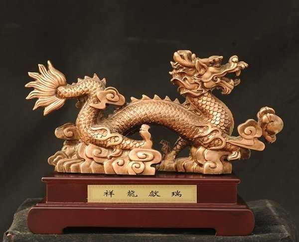 景觀雕塑定制，銅龍擺件